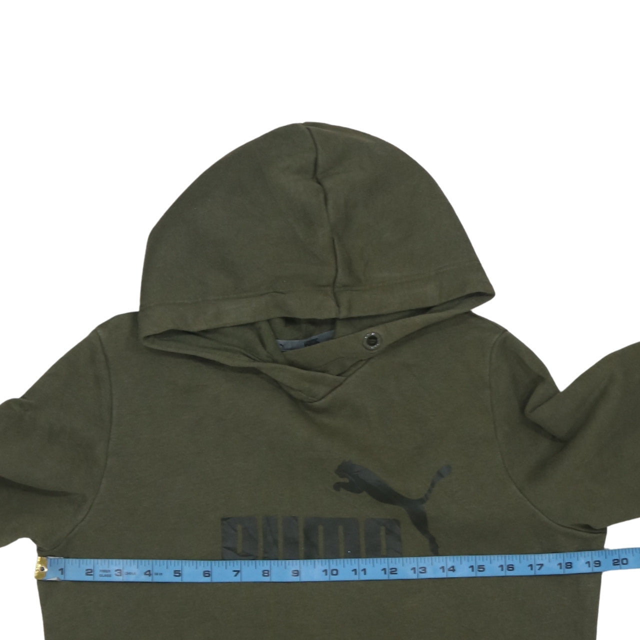 Puma Womens Green Pullover Hoodie Size 14 Logo Print Casual