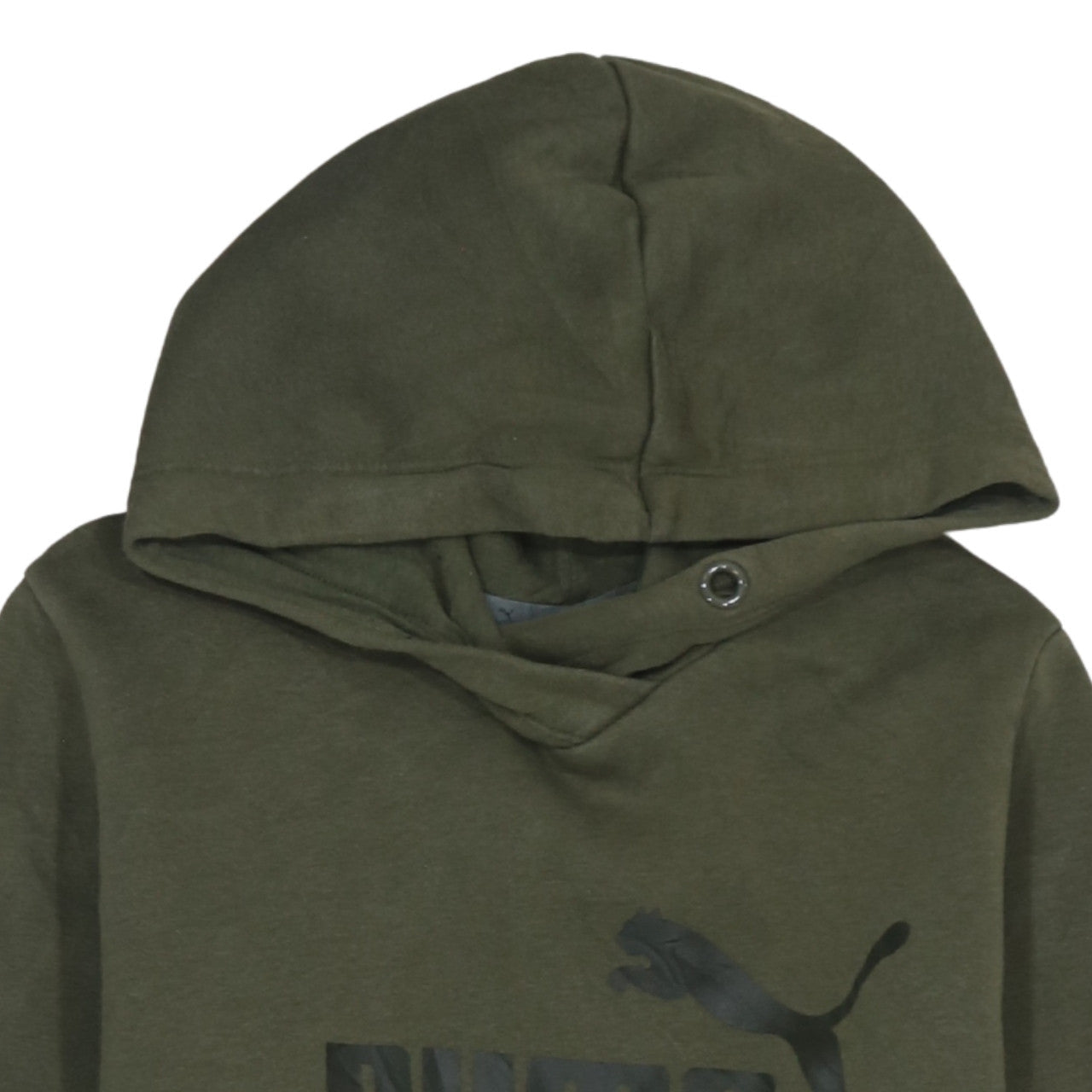 Puma Womens Green Pullover Hoodie Size 14 Logo Print Casual