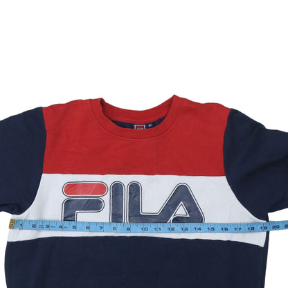 Back view of Fila boys’ multicoloured regular fit crew neck pullover sweatshirt 164cm