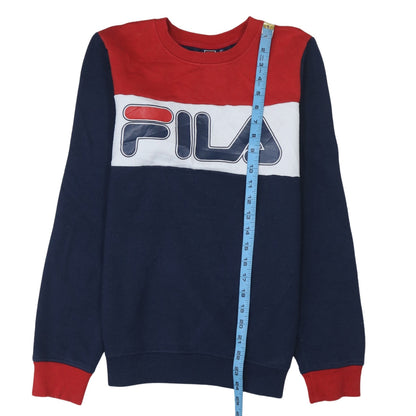 Close-up detail of Fila boys’ multicoloured regular fit crew neck pullover sweatshirt 164cm