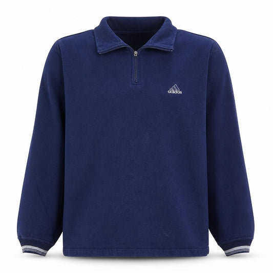 Adidas Men Blue 1/2 Zip Fleece Sweatshirt L Regular Fit