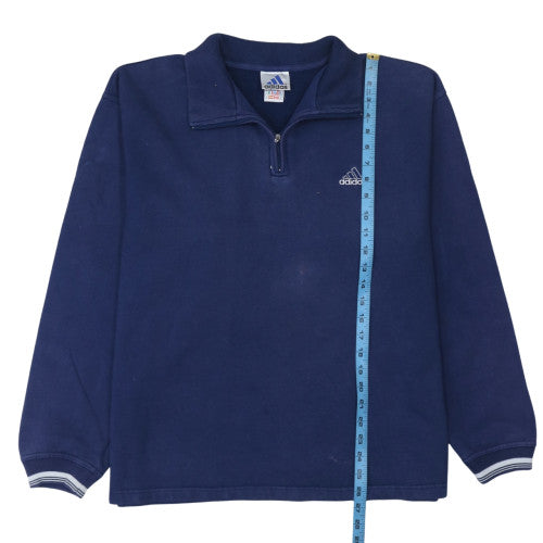 Adidas Men Blue 1/2 Zip Fleece Sweatshirt L Regular Fit