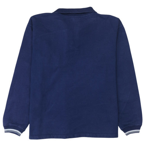 Adidas Men Blue 1/2 Zip Fleece Sweatshirt L Regular Fit