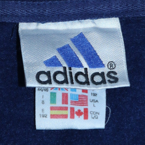 Adidas Men Blue 1/2 Zip Fleece Sweatshirt L Regular Fit