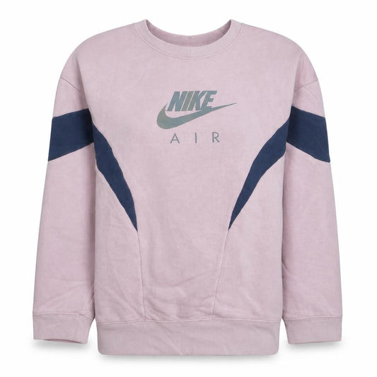Front view of Nike girls’ pink crew neck sweatshirt, size L, 146-156cm graphic print