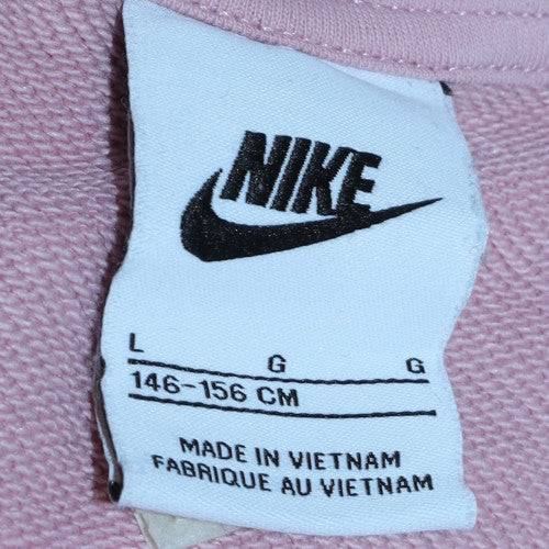 Nike Girls Pink Crew Neck Sweatshirt Size L 146-156cm Graphic Print