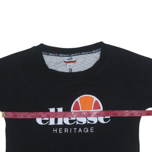 Ellesse Heritage Womens Black XS Pullover Sweatshirt with Zip Accents