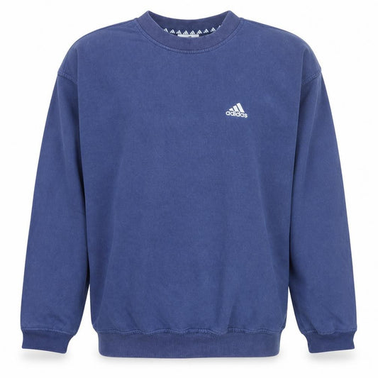 Adidas Mens Blue Crew Neck Sweatshirt Size L Classic Logo Cotton Blend