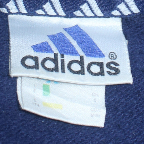 Adidas Mens Blue Crew Neck Sweatshirt Size L Classic Logo Cotton Blend