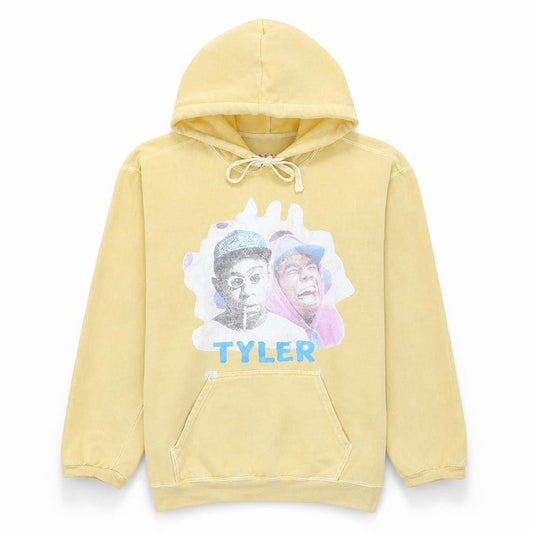 Savage Men Beige Graphic Pullover Hoodie Size M Music Theme