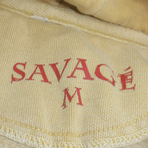 Savage Men Beige Graphic Pullover Hoodie Size M Music Theme