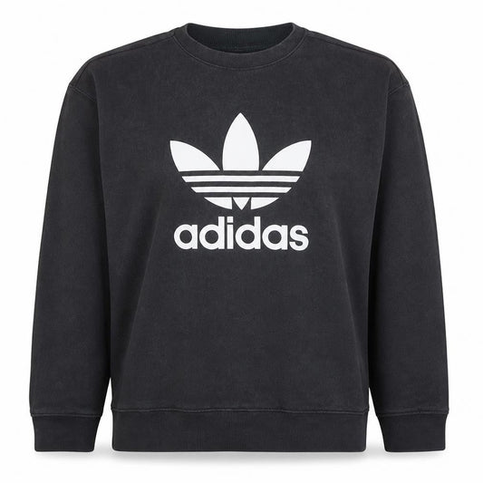 Adidas Women Black Crew Neck Long Sleeve Logo Sweatshirt UK 12