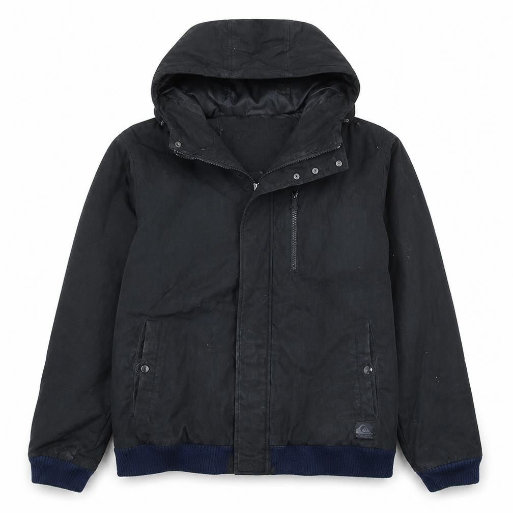 Quiksilver Men's Black Hooded Bomber Jacket Size S