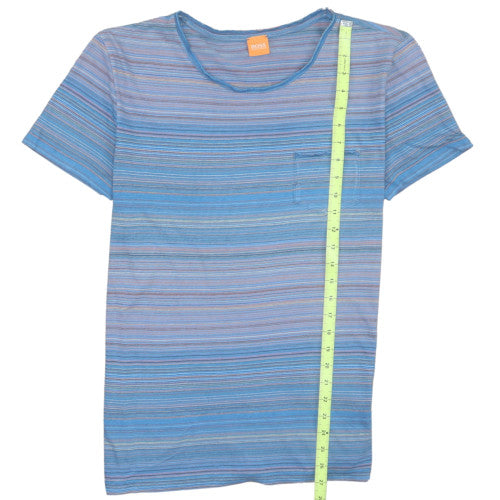 Hugo Boss Men's Blue Striped Crew Neck Short Sleeve T-Shirt Size L