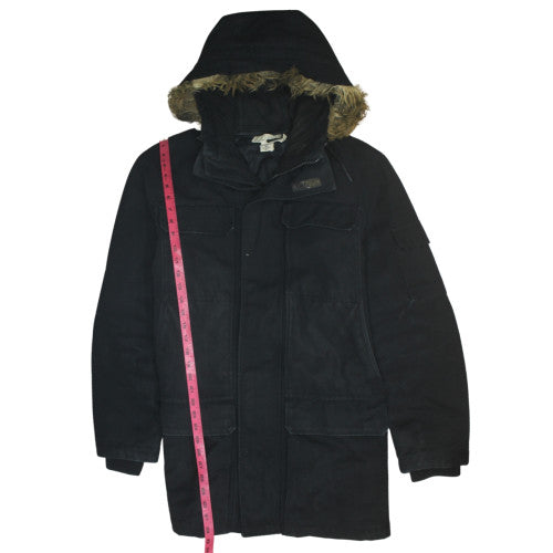 H&M L.O.G.G Men's Black Hooded Parka Coat Size M Winter Jacket