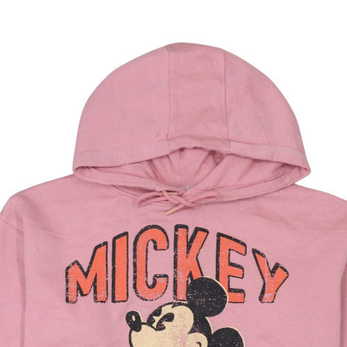 Disney Women Pink Mickey Hoodie Medium Pullover Sweatshirt