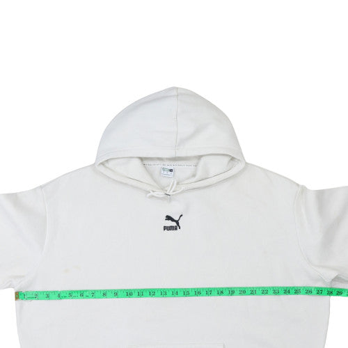Puma Women's White Pullover Hoodie Medium Cotton Fleece Casual