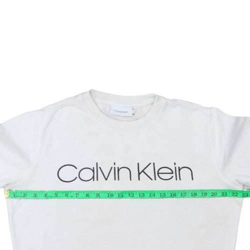 Calvin Klein Womens White Cotton Logo Sweatshirt Size M