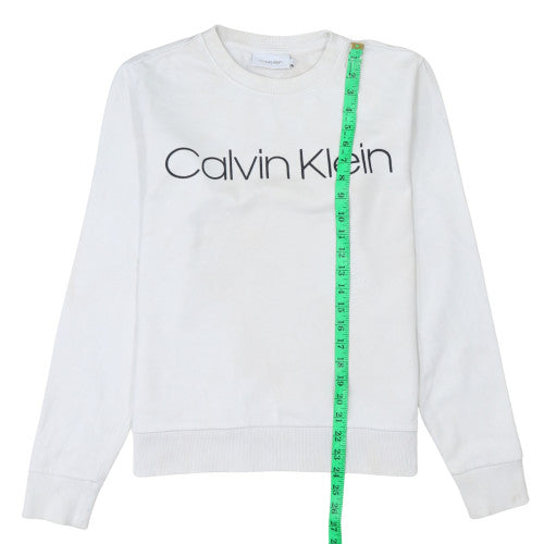 Calvin Klein Womens White Cotton Logo Sweatshirt Size M