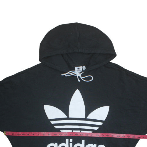 Adidas Womens Black Hooded Pullover Sweatshirt Size 14 Logo Print