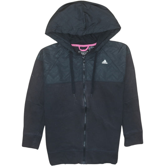 Adidas Womens Black XS Full Zip Hoodie Climalite Cotton Hooded Sweatshirt