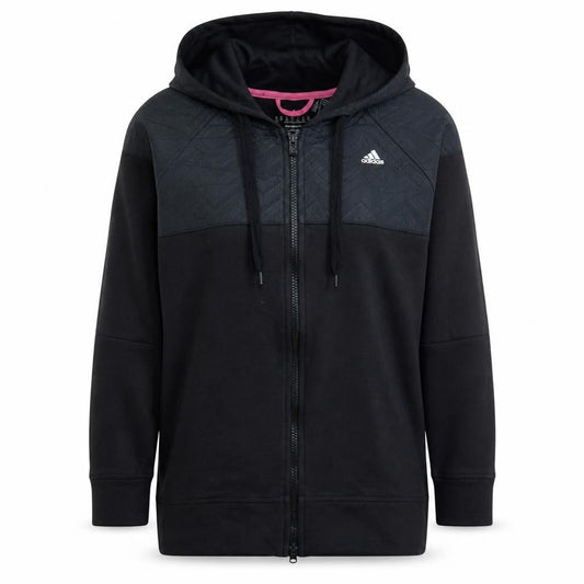 Adidas Womens Black XS Full Zip Hoodie Climalite Cotton Hooded Sweatshirt
