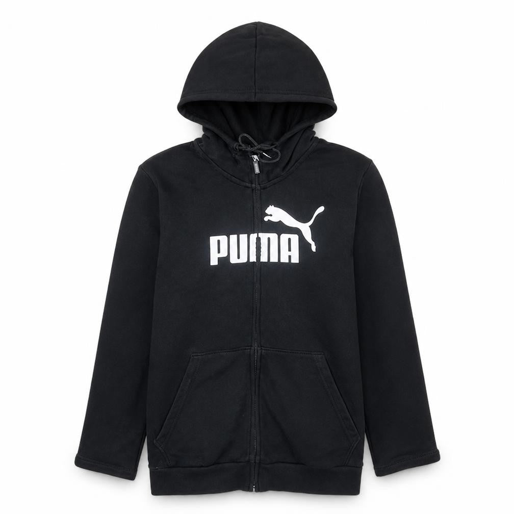 Puma Womens Black Full Zip Hoodie Size 12 Cotton Blend Sweatshirt