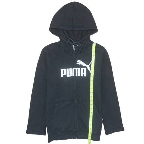 Puma Womens Black Full Zip Hoodie Size 12 Cotton Blend Sweatshirt