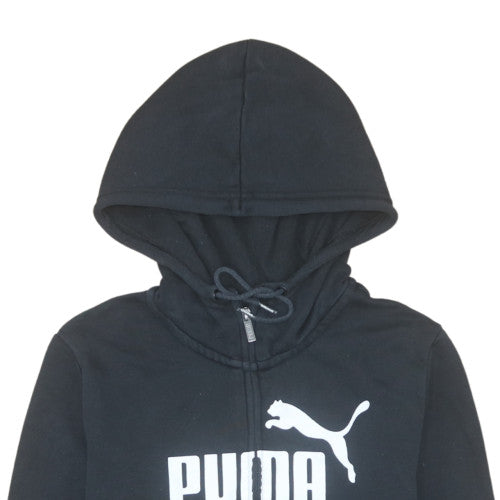 Puma Womens Black Full Zip Hoodie Size 12 Cotton Blend Sweatshirt