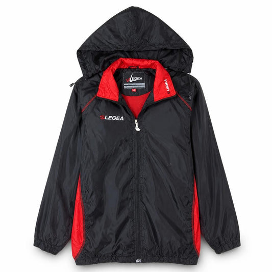 Legea Men's Black Red XL Windbreaker Hooded Active Jacket