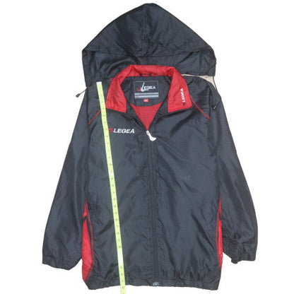 Legea Men's Black Red XL Windbreaker Hooded Active Jacket