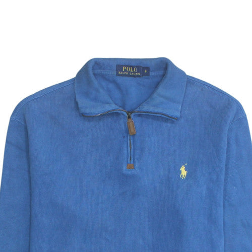 Polo Ralph Lauren Men's Blue Cotton 1/2 Zip Jumper Size S