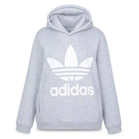 Adidas Women Grey Trefoil Logo Hoodie UK 12 Pullover Sweatshirt