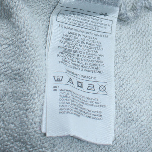 Adidas Women Grey Trefoil Logo Hoodie UK 12 Pullover Sweatshirt