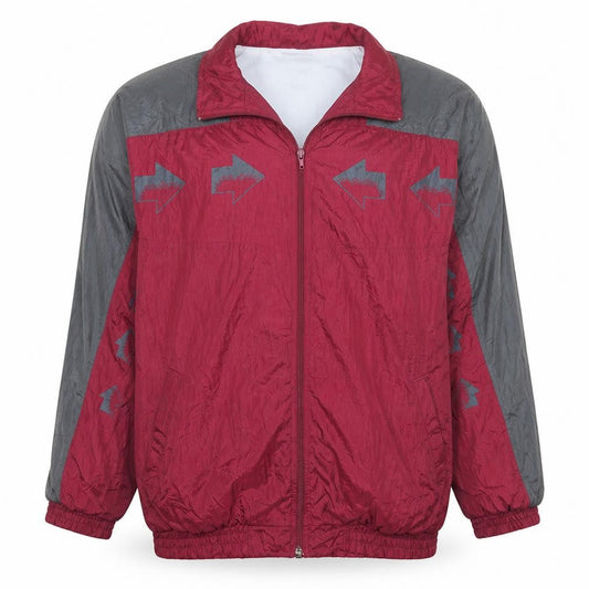 Must Be Sport Men's Red Grey XL Retro 90s Track Jacket