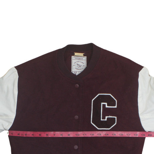 Pull&Bear Women's Brown Varsity Jacket S Collegiate Style