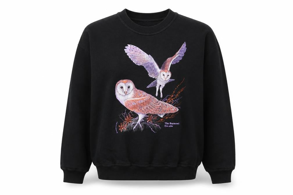 JT's Classic Women's Black Owl Print Pullover Sweatshirt M