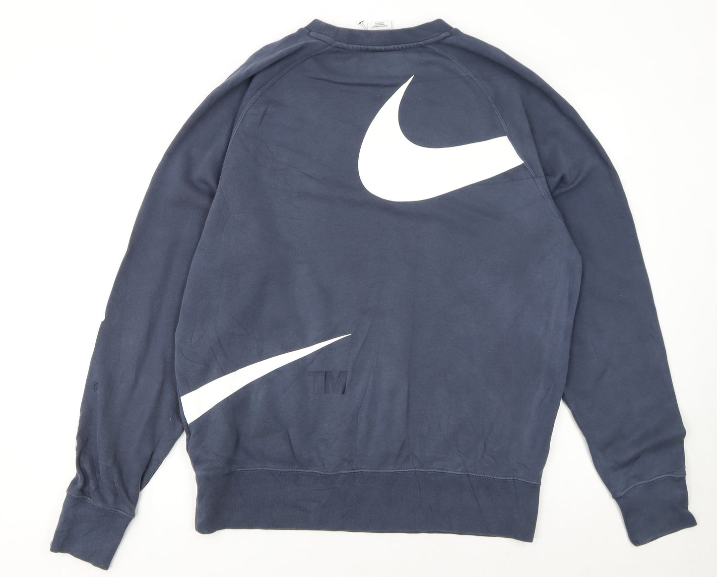 Nike Women's Blue Crew Neck Pullover Sweatshirt M Cotton Blend