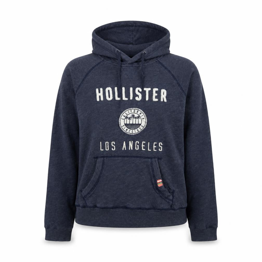 Hollister Women Blue Pullover Hoodie L Los Angeles Logo Cotton Blend