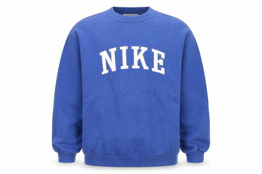 Front view of Nike boys’ blue crew neck pullover sweatshirt l 152-164cm cotton blend