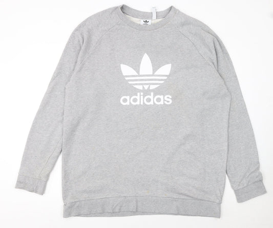 Adidas Men's Grey XL Pullover Sweatshirt Crew Neck Logo