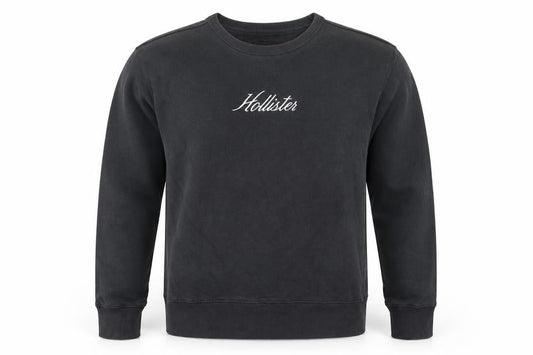Hollister Men's Black Pullover Sweatshirt M Logo Crewneck