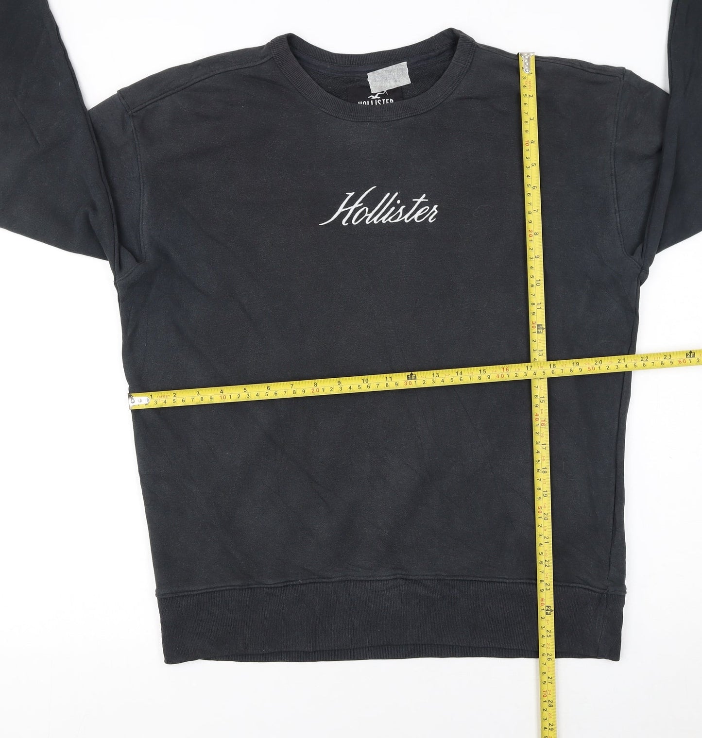 Hollister Men's Black Pullover Sweatshirt M Logo Crewneck