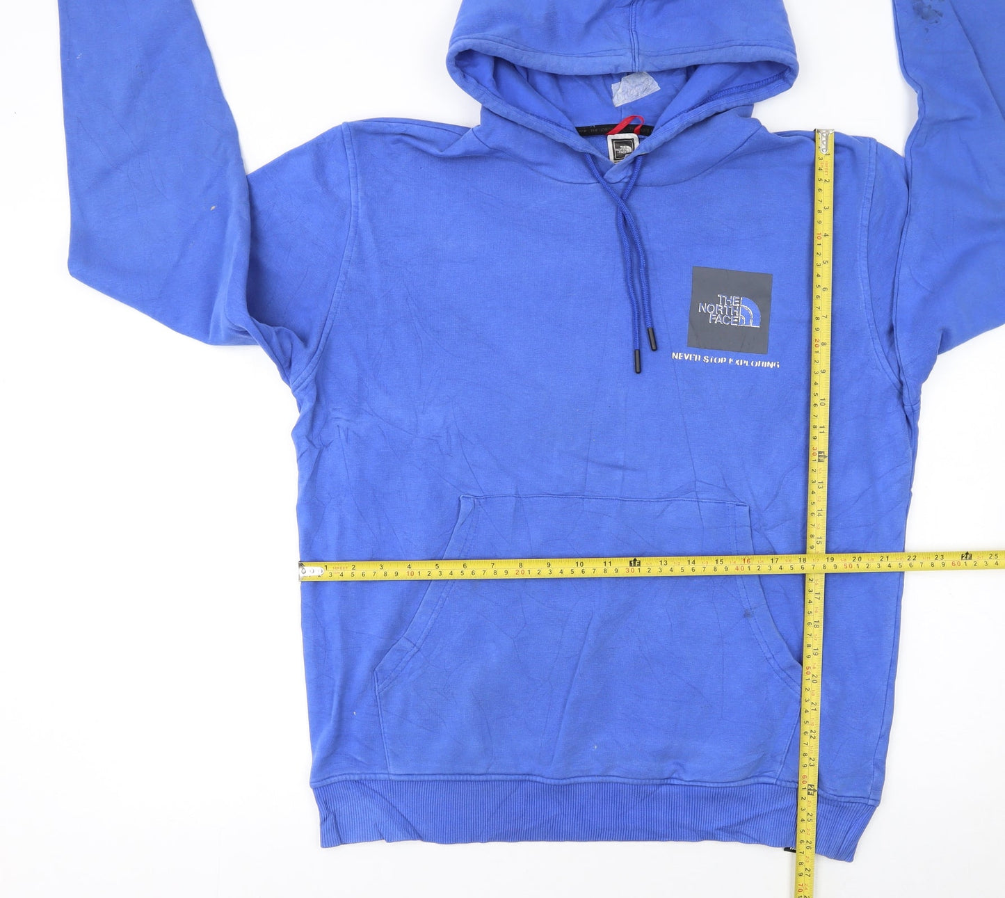 The North Face Men's Blue Pullover Hoodie L Logo Graphic Fleece