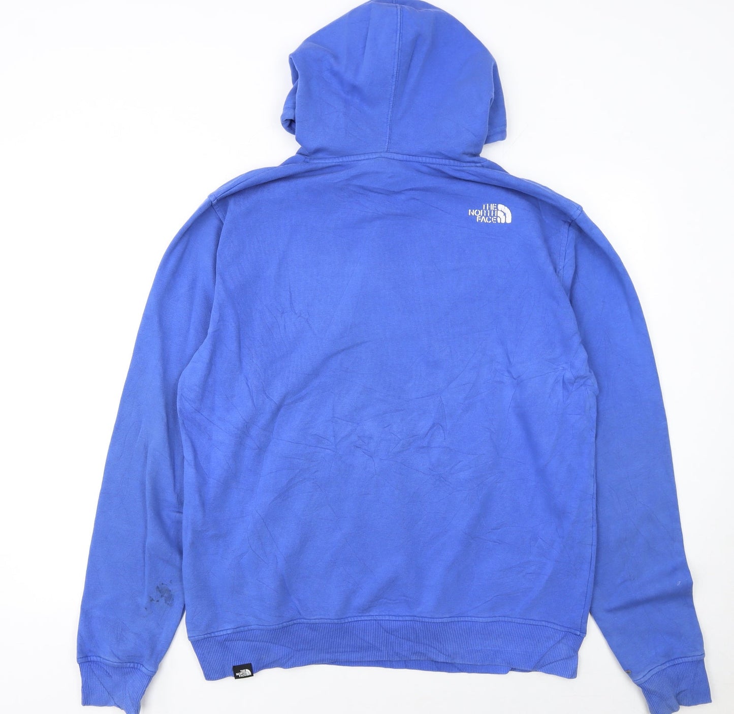 The North Face Men's Blue Pullover Hoodie L Logo Graphic Fleece