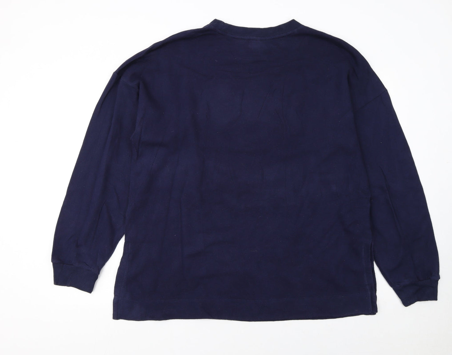 GAP Women Navy Blue Tall Sweatshirt L Logo Crew Neck Casual