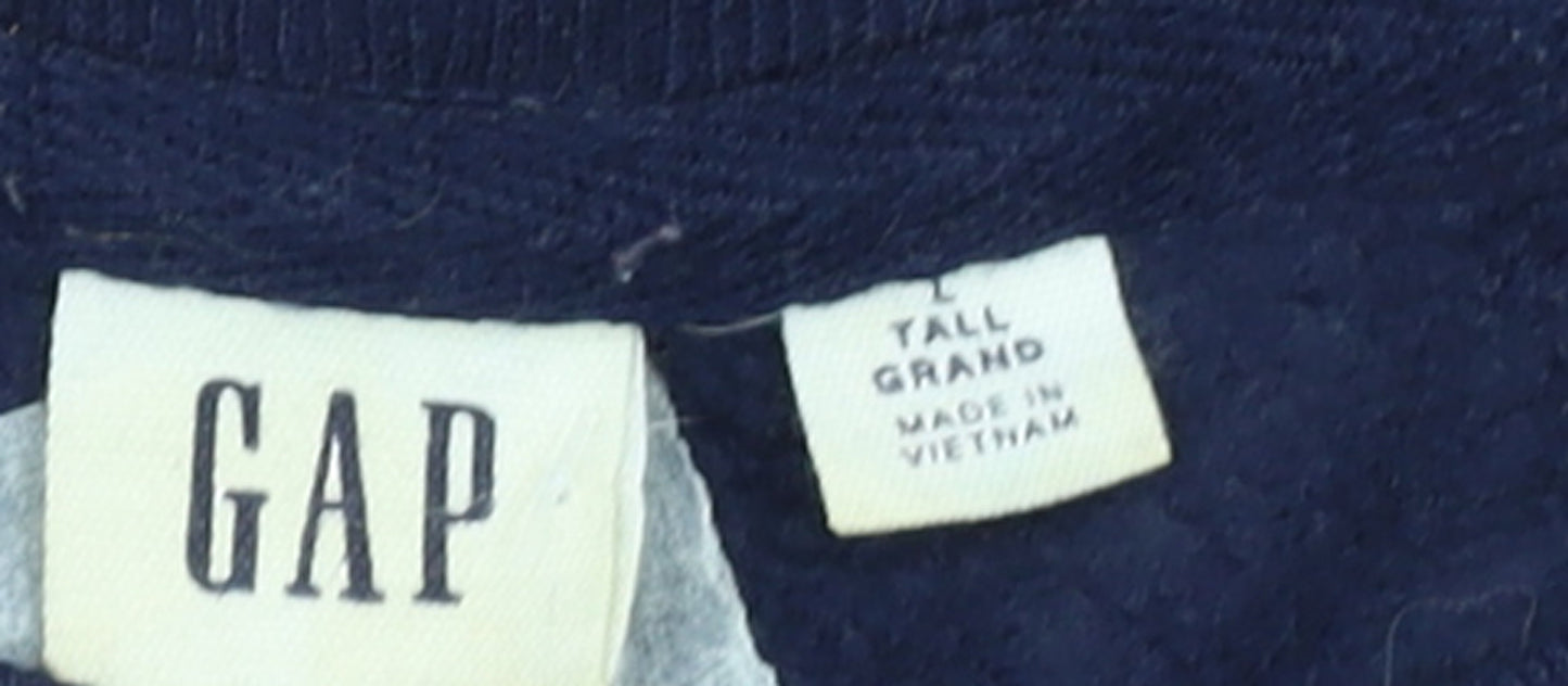 GAP Women Navy Blue Tall Sweatshirt L Logo Crew Neck Casual