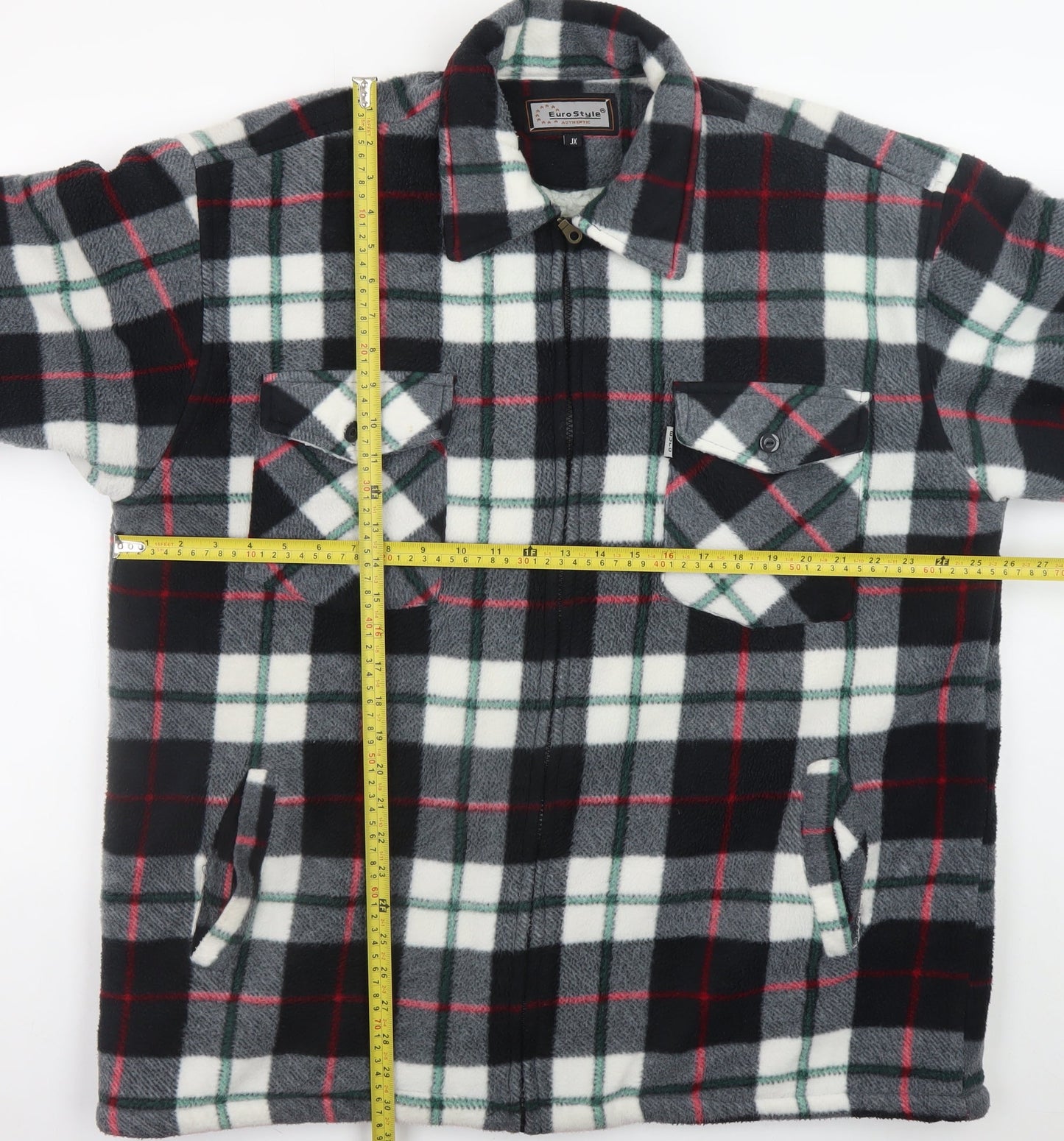 EuroStyle Men’s Multicoloured Checked Fleece Jacket XL