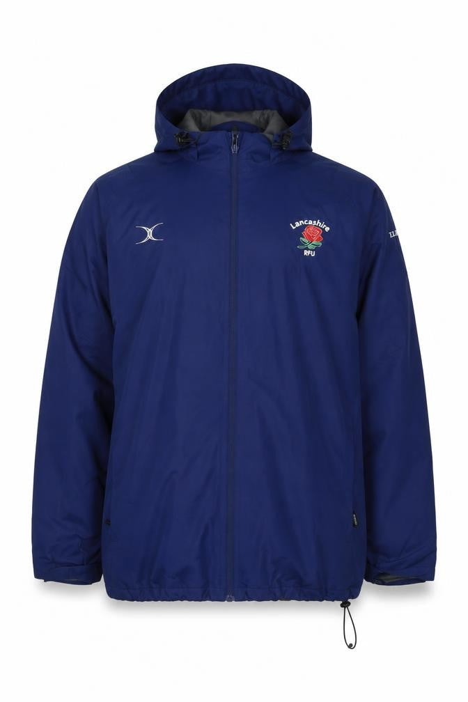 Gilbert Men's Blue 2XL Hooded Rugby Rain Jacket Water Resistant