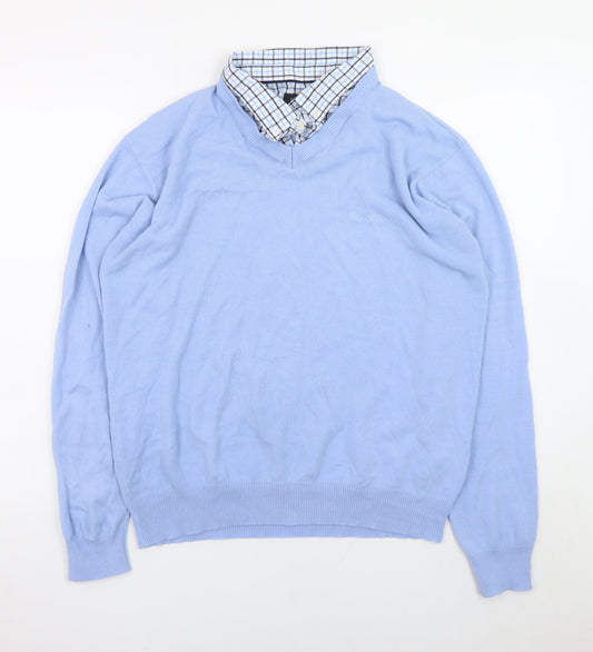 Pierre Cardin Men Blue XL V-Neck Acrylic Pullover Jumper